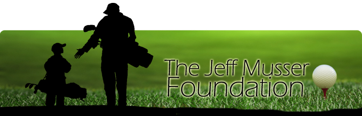 Jeff Musser Foundation banner - child with golfer outline